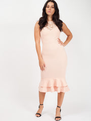 Häkelspitze Frill Hem Midi Kleid
