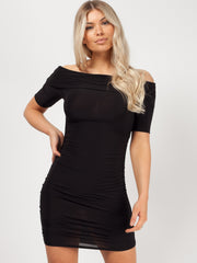 Slinky Ruched Bardot Dress
