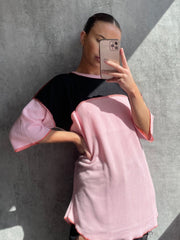 Kontrast Farbblockstitch Detail Top
