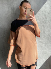 Kontrast Farbblockstitch Detail Top