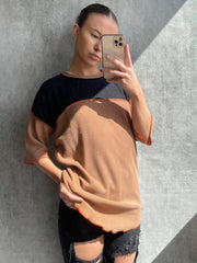 Kontrast Farbblockstitch Detail Top