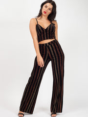 Glitter Stripe Velour Trouser