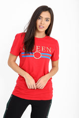 Königin Slogan gedrucktes T -Shirt
