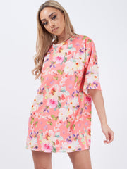 Floral Print Oversized Boyfriend Tunic T-Shirt