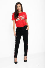 Stripe Panelled Trousers With Drawstring