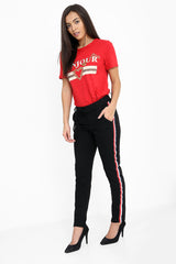 Stripe Panelled Trousers With Drawstring