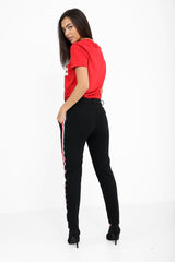 Stripe Panelled Trousers With Drawstring