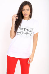 Vintage Love Slogan Printed T Shirt