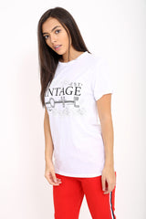 Vintage Love Slogan Printed T Shirt