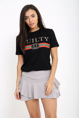 Guilty Slogan Printed T Shirt