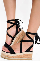 Suede Tie Up Espadrille Platform Sandals