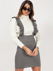 Frill Detail Checked Pinafore Dress