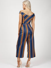 Multi Striped Bardot Culotte Jumpsuit
