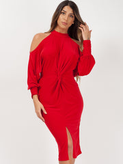 Vestido frontal de giro de hombro frío