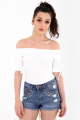 Rippen Bardot Bodysuit