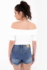 Rippen Bardot Bodysuit