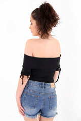 Rippen Bardot Bodysuit