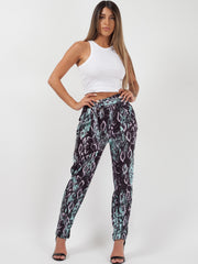 Snake Print Belted Buckle Trousers
