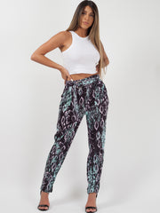Snake Print Belted Buckle Trousers