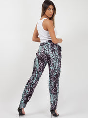 Snake Print Belted Buckle Trousers