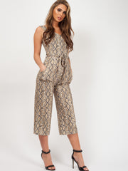 Snake Print Bardot Culotte Jumpsuit