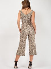 Snake Print Bardot Culotte Jumpsuit