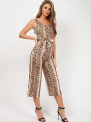 Snake Print Bardot Culotte Jumpsuit