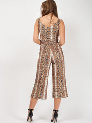 Snake Print Bardot Culotte Jumpsuit