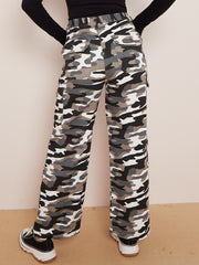 Camouflage wide been denim vrachtbroek