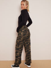 Camouflage wide been denim vrachtbroek