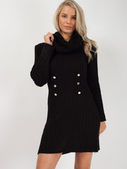 Roll Neckknopf vorderes Strickkleid