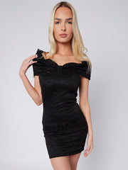 Lace Detail Bow Style Bardot Dress