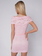 Lace Detail Bow Style Bardot Dress