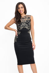 Metallic Crochet Trim Midi Dress