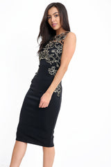 Metallic Crochet Trim Midi Dress