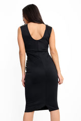 Metallic Crochet Trim Midi Dress