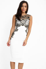 Metallic Crochet Trim Midi Dress