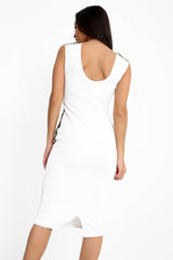 Metallic Crochet Trim Midi Dress