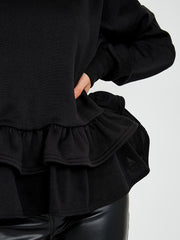 Gelaagde franje zoom fleece hoodie