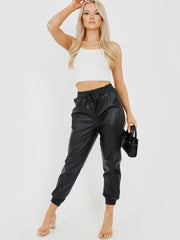 Faux Leder Pu Jogger Hosener