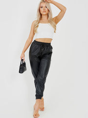 Faux Leder Pu Jogger Hosener