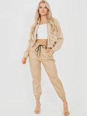 Faux Leder Pu Jogger Hosener