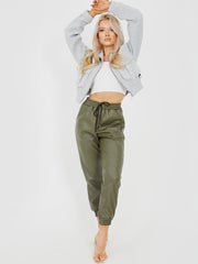 Faux Leder Pu Jogger Hosener