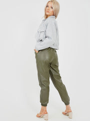 Faux Leder Pu Jogger Hosener