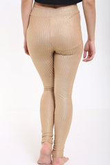 Hoge taille geribbelde metalen legging