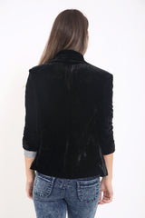 Fully Lined Velour Turn Up Sleeve Tailored Blazer