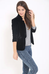 Fully Lined Velour Turn Up Sleeve Tailored Blazer