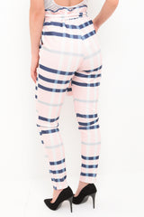 Checked Paper Bag Tie Waist Trousers