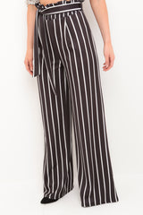 New Striped Wide Leg Paper Bag Trousers