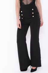 Knopfte ausgestellte Hose